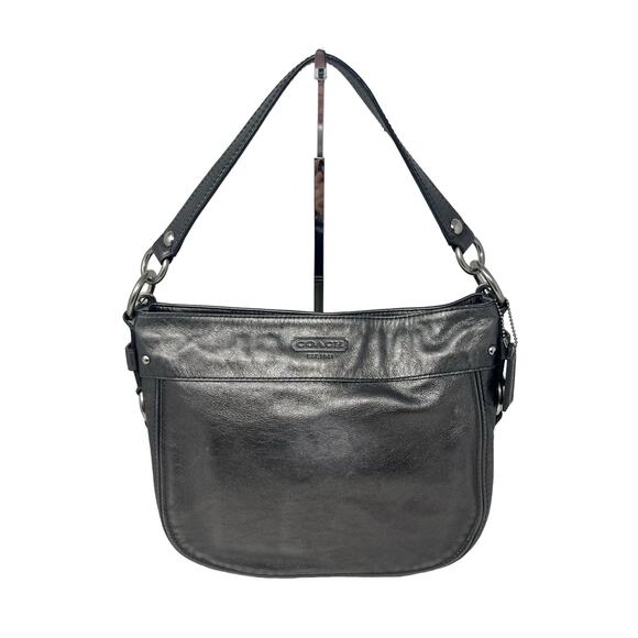 COACH Zoe Gunmetal Gray Leather Convertible Handbag Crossbody Purse F14707 - Picture 1 of 13